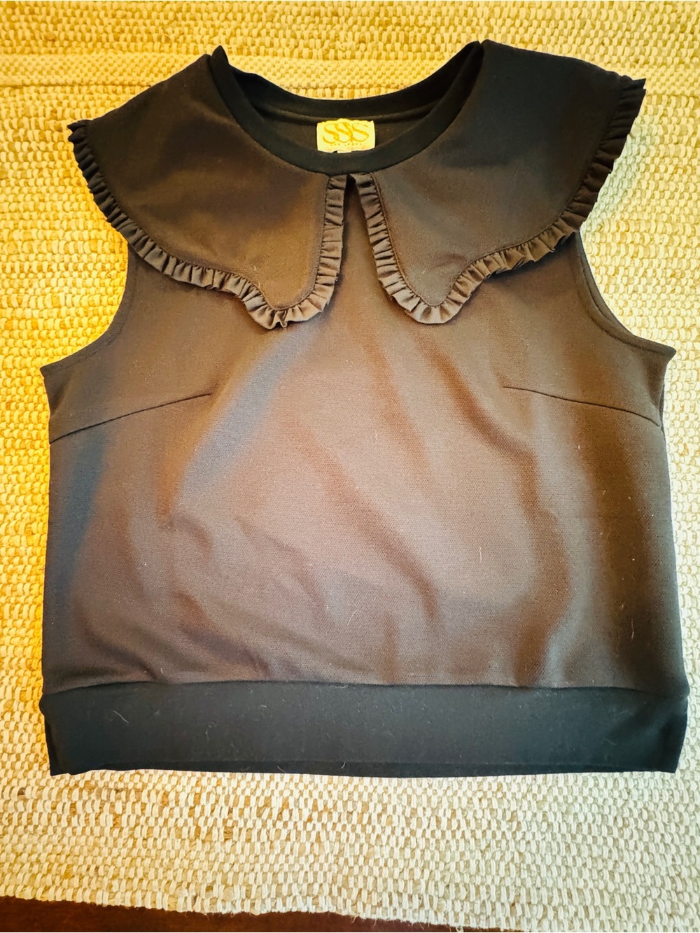 SSYS Pippa Sleeveless Top Black XS 4/6 Peter Pan Ruffle Collar Preppy - Picture 2 of 7